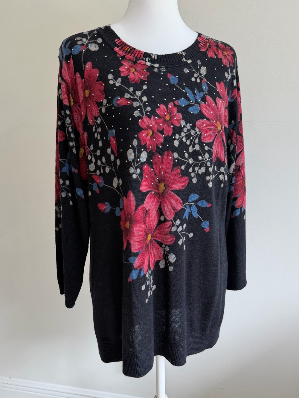 Lightweight Sweater Women’s XL - Floral Embellished